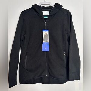 Andrew Marc Black Knit Sweater hoodie.  Women’s Large. NWT